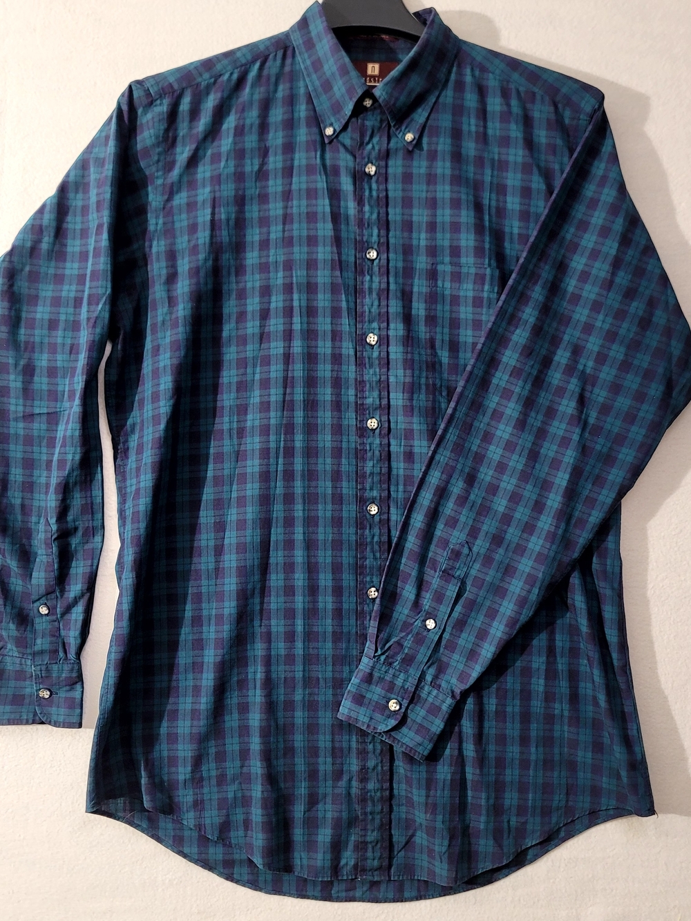 Nordstrom Blue and Green Plaid Button-Down Shirt